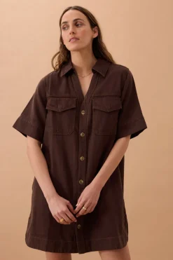 Ceres Life Sammy Relaxed Shirt Dress - Chocolate