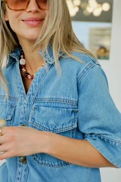 Ceres Life Sammy Relaxed Shirt Dress - Mid Vintage Blue