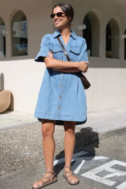 Ceres Life Sammy Relaxed Shirt Dress - Mid Vintage Blue