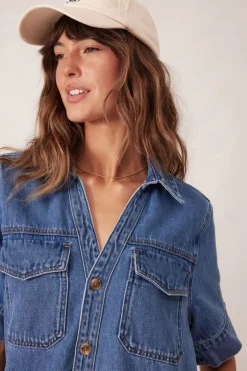 Ceres Life Sammy Relaxed Shirt Dress - Fresh Indigo