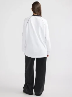 Ena Pelly Script Jersey Long Sleeve Tee - White