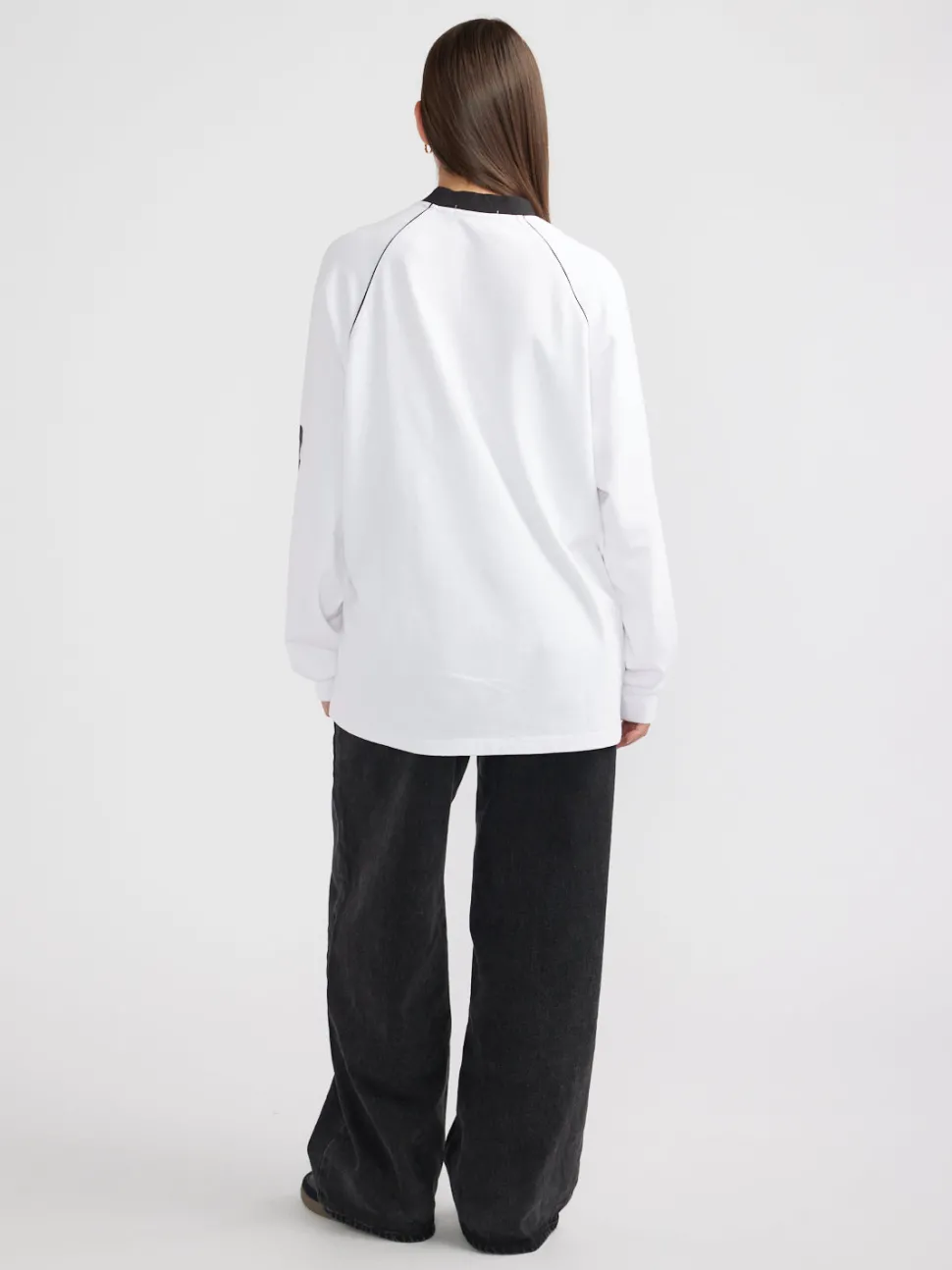 Ena Pelly Script Jersey Long Sleeve Tee - White