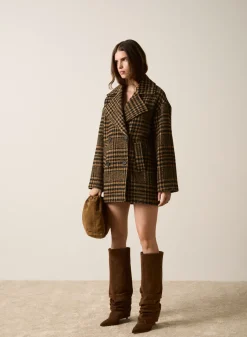 Esmaee Chronicle Check Coat - Khaki Check