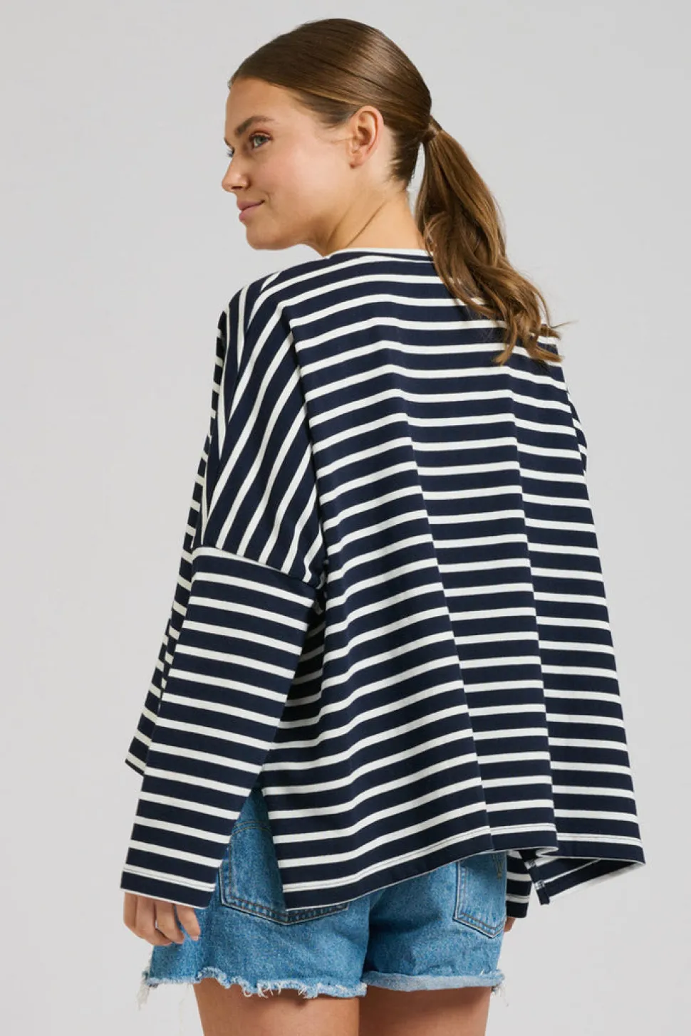 Est 1971 Breton Cotton Long Sleeve Top - French Navy & White