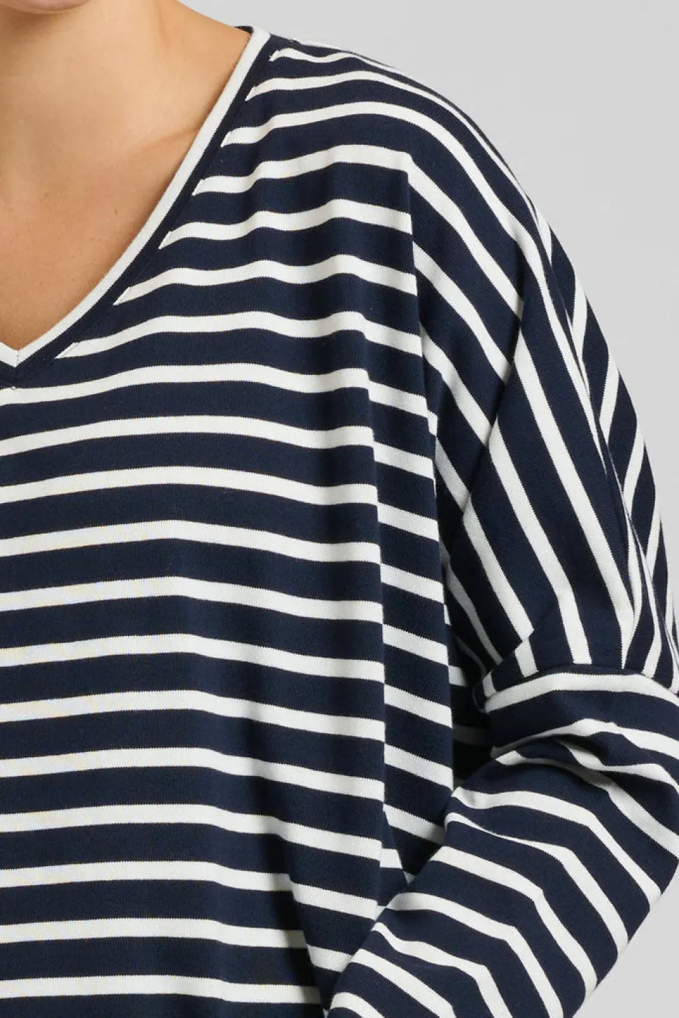 Est 1971 Breton Cotton Long Sleeve Top - French Navy & White