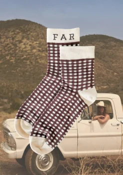 FAR MER Cocoa Check Socks