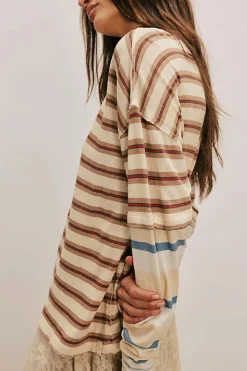 Free People Nina Stripe Long Sleeve - Neutral Combo