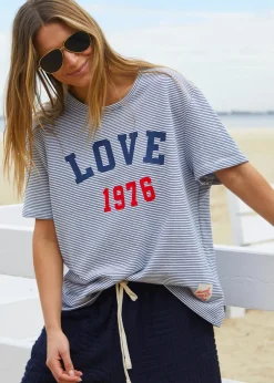 Hammill & Co Retro Stripe Tee - Navy/White