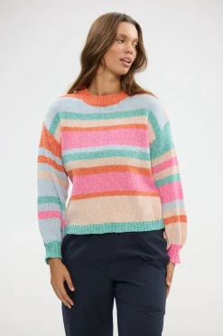 Holiday Tarn Knit - Pink Multi Stripe