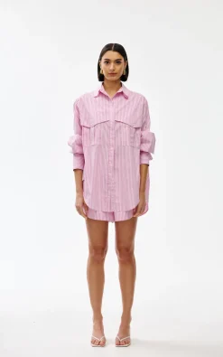 Kinney Riley Shirt - Pink Pinstripe