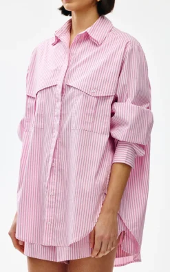 Kinney Riley Shirt - Pink Pinstripe