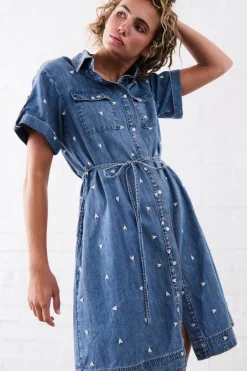 Kireina Simone Dress - Heart 70's Blue