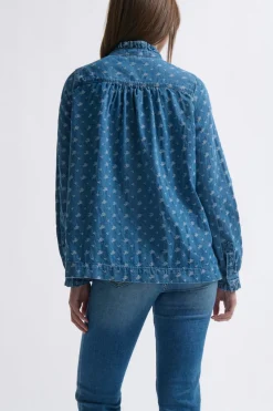 Kireina Tamara Shirt - Denim with Flower