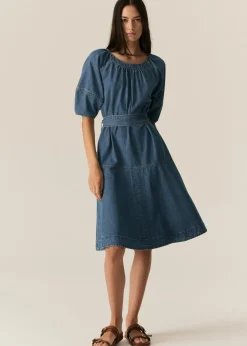 POL Carsen Dress - Denim Light Wash