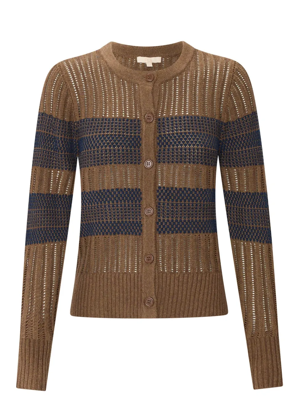 POL Sable Cardigan Striped - Choc/Ink