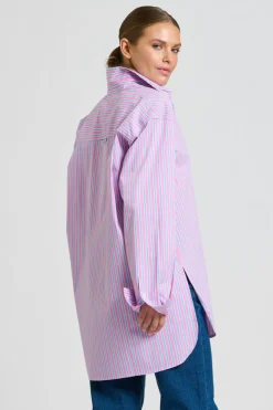 Shirty Boyfriend Shirt - Pink & Blue Stripe