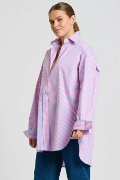 Shirty Boyfriend Shirt - Pink & Blue Stripe