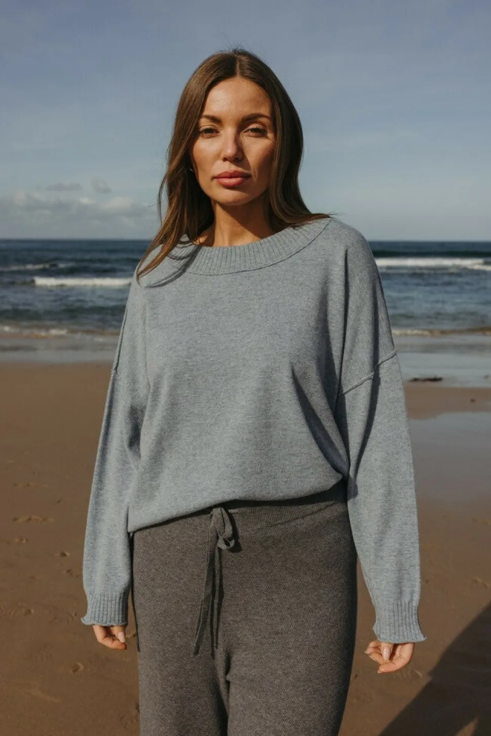 Talamaya Elevate Merino Cashmere Crew Pullover - Ocean