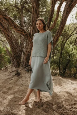 Talamaya Ladder Shortsleeve Pullover - Thyme