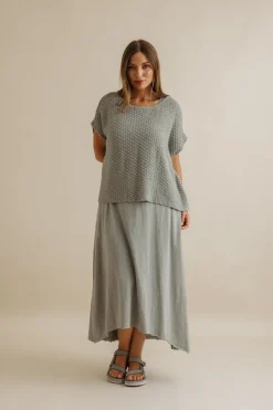 Talamaya Ladder Shortsleeve Pullover - Thyme