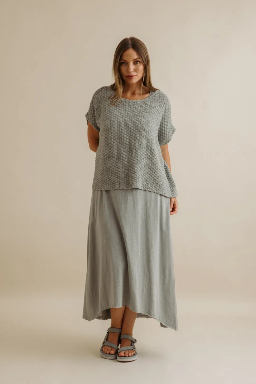 Talamaya Ladder Shortsleeve Pullover - Thyme