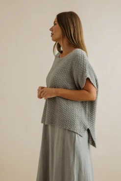 Talamaya Ladder Shortsleeve Pullover - Thyme