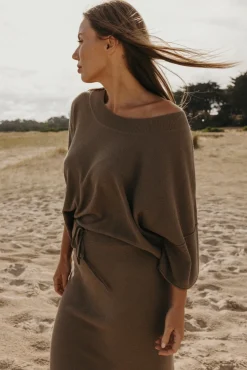 Talamaya Retreat Cotton Twist Tee Pullover - Vintage Khaki & Dusty Olive