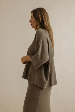 Talamaya Retreat Cotton Twist Tee Pullover - Vintage Khaki & Dusty Olive