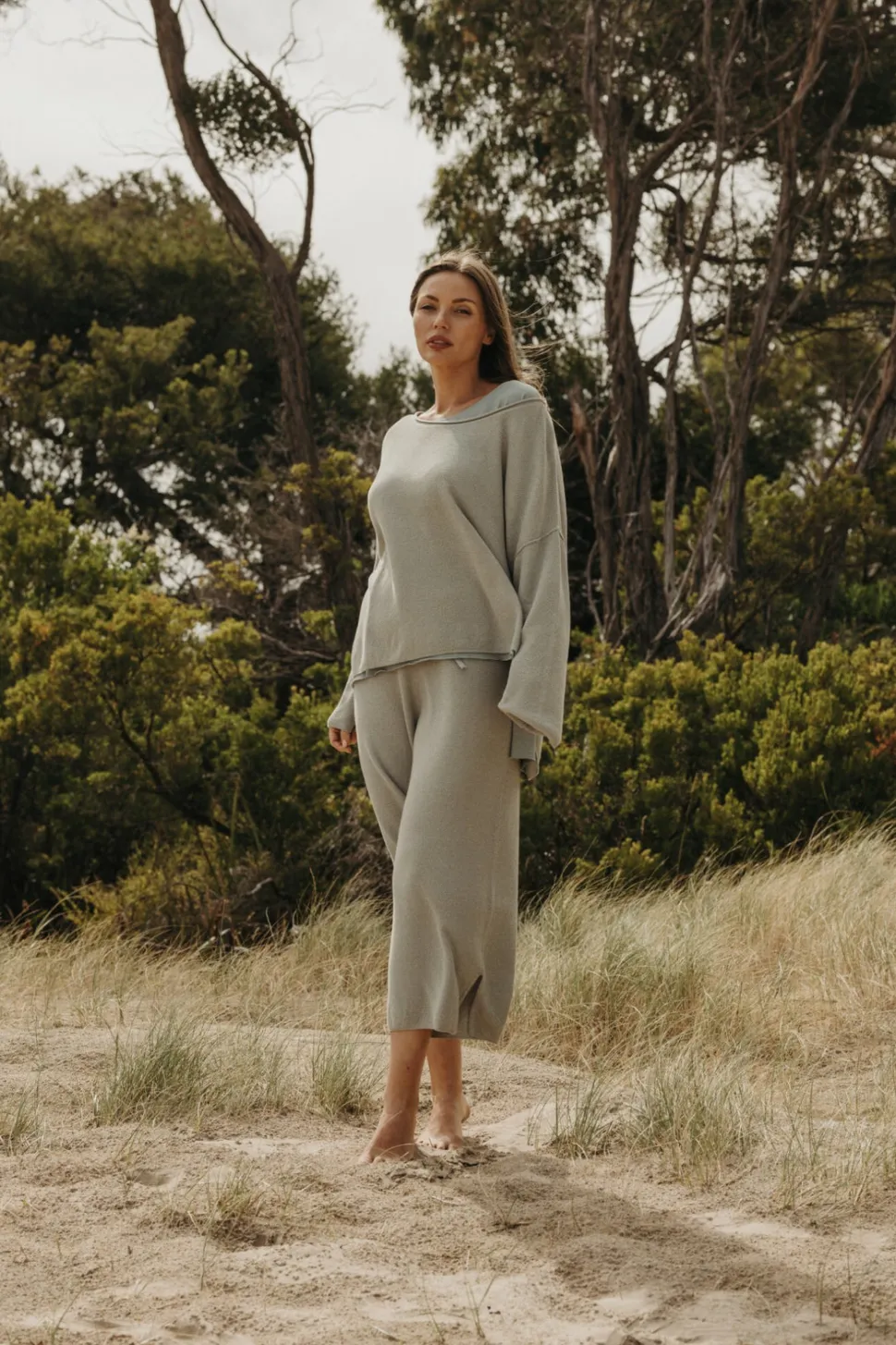 Talamaya Retreat Cotton Twist Pant - Thyme Combo