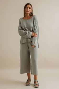 Talamaya Retreat Cotton Twist Pant - Thyme Combo
