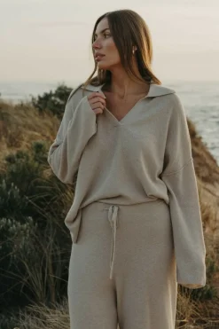 Talamaya Winter Retreat Collar Pullover - Wheat