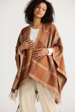 The Shanty Leona Cape - Amber Check