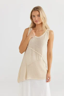 The Shanty Milano Knit Singlet - Ecru