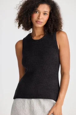 The Shanty Saffron Knit Tank - Black