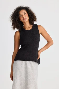The Shanty Saffron Knit Tank - Black