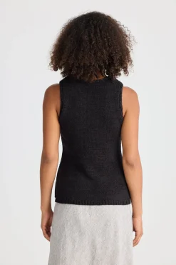 The Shanty Saffron Knit Tank - Black